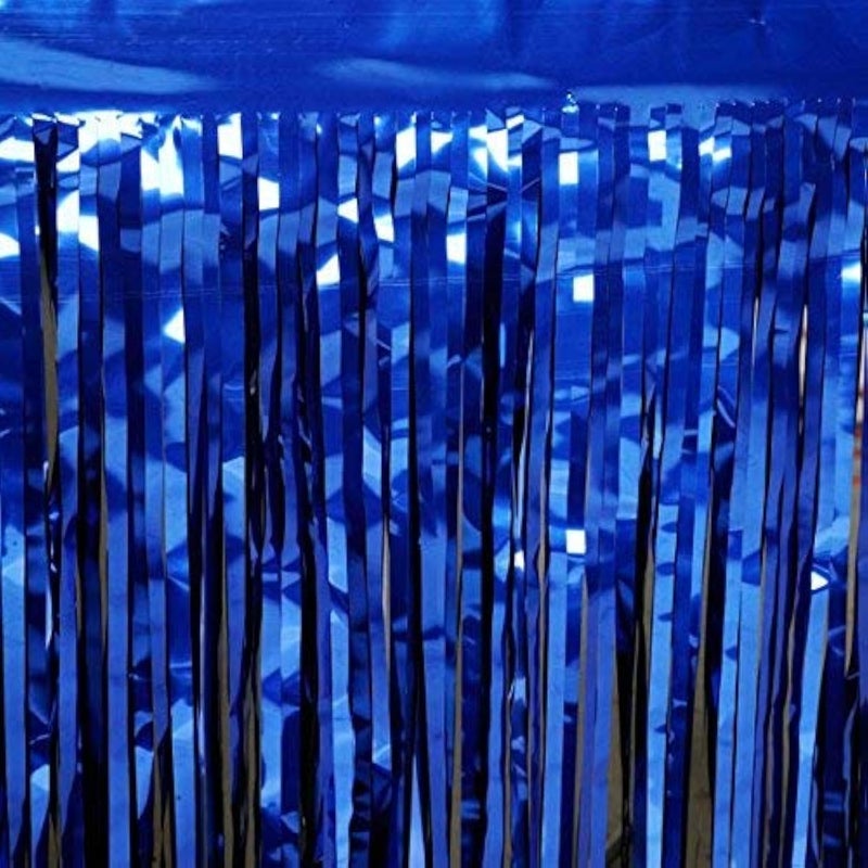 TCDesignerProducts Anderson's Metallic Blue Fringe, 15" x 10' Shiny Decorative Trim for Floats, Parties, Tables, Ceilings, Doorways, Backdrops, and Event DÃ©cor - Image 1